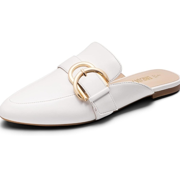 Dream Pairs Women's White Pointed Toe Flat Slip On Mules Size 9 - Picture 13 of 16